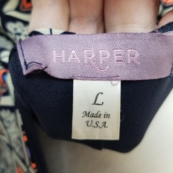 Harper Dress Size Large Shift Beaded Boho 3/4 Sleeve Geometric Batik Pattern - Picture 5 of 13